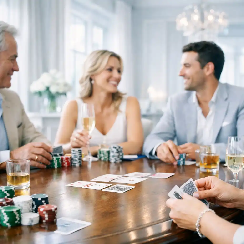 Guests enjoying a social poker evening at Silver Parlour